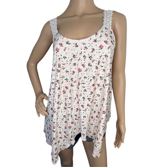 SHEIN Floral Patterned Babydoll Tank With Lace Style Straps - Picture 1 of 5